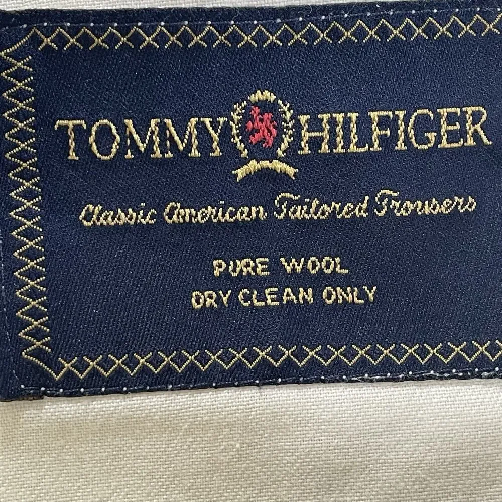 Vintage Tommy Hilfiger Wool Dress Pants Men's 33x29 Beige Double Pleated 1990s
